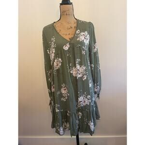 Annabelle Green Floral Babydoll Dress Size Small